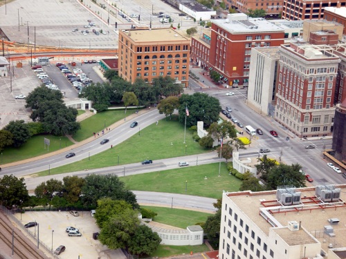 The most haunted place in all of Dallas: Dealey Plaza on a deceptively sunny day. Anyone who thinks that tragedy, historical or otherwise does not warp the energy of a place ought to visit Dealey Plaza ... or to talk to an empath.
